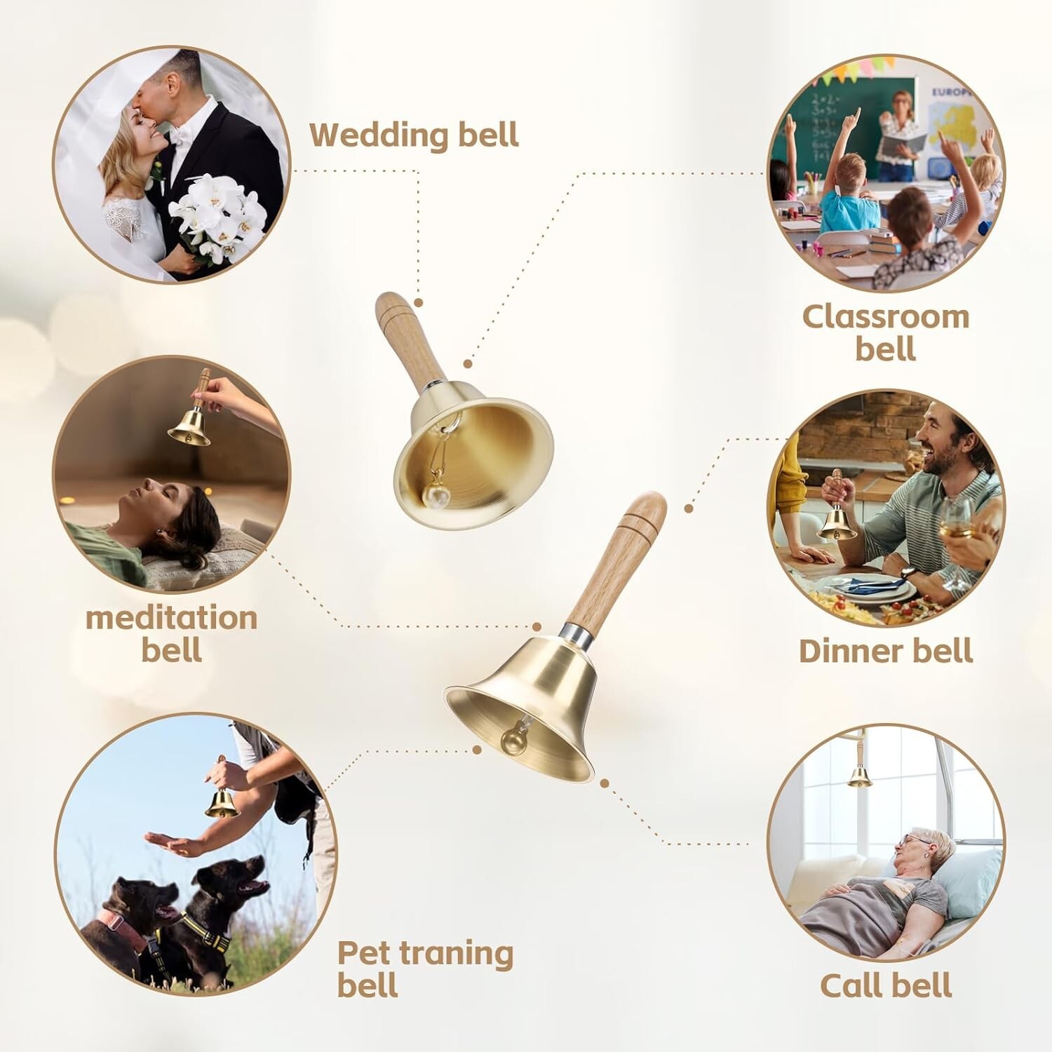 Super Loud Hand Bell – Solid Brass Call Bell for Elderly at Home