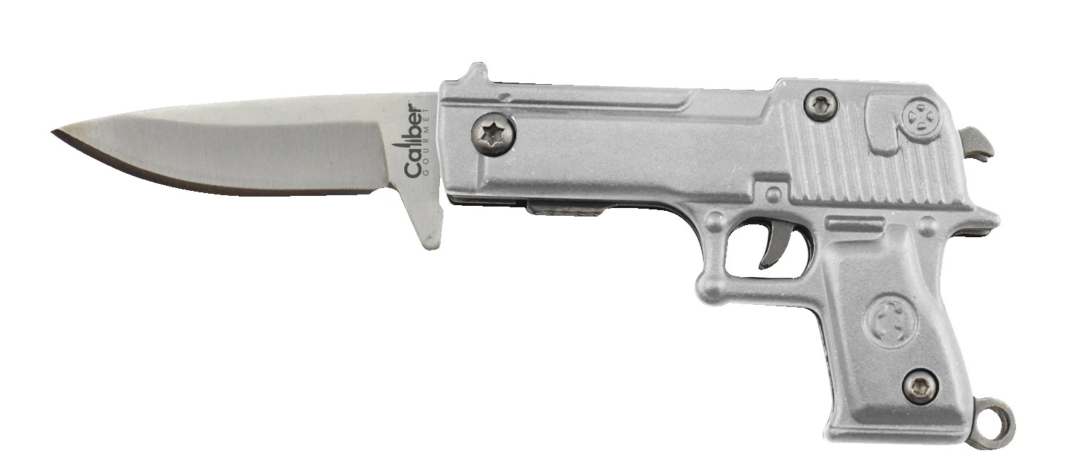 CampCo Gun Knife Key Chain Mini Folding Pocket Knife Keyring Novelty EDC