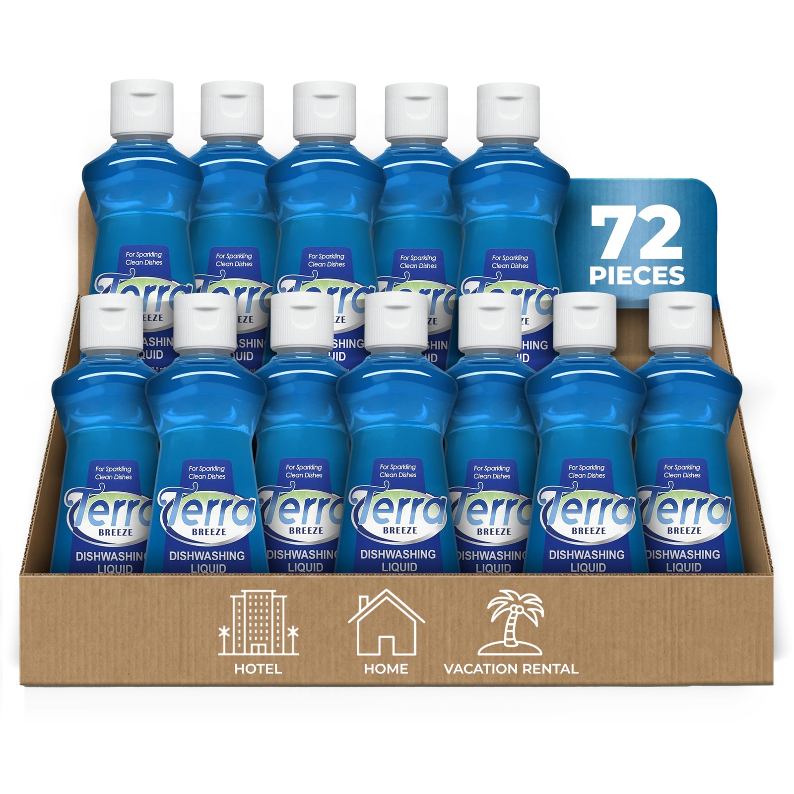 Terra Breeze Hotel Liquid Dish Soap | 3.5 Fl Oz (Pack of 72), Blue