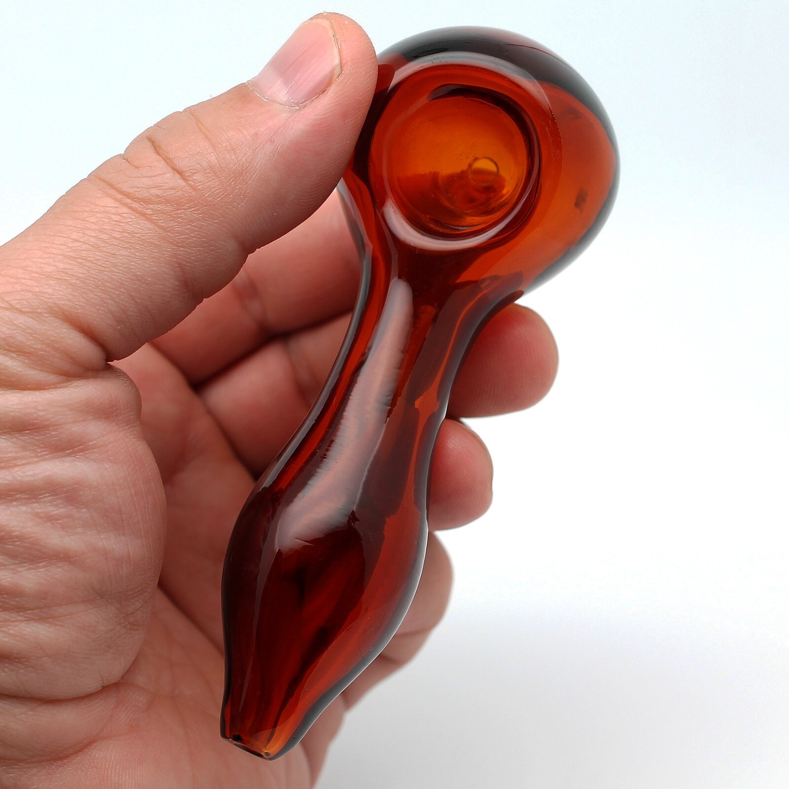 4″ Glass Smoking Pipe Clear Brown “Basic 2 Series” Spoon Pipes Bowls Smoke Bowl