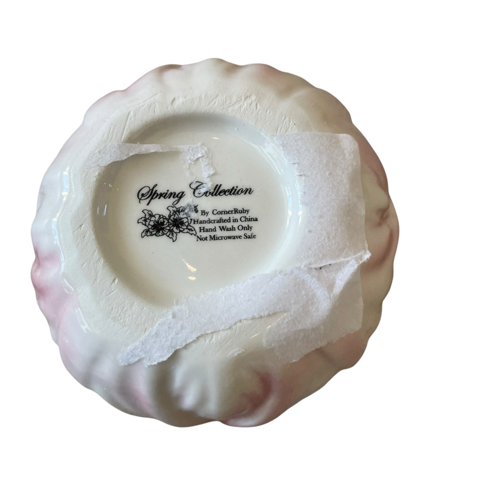 Corner Ruby Spring Collection Cabbage & Bunny Sugar Bowl Pink & White New