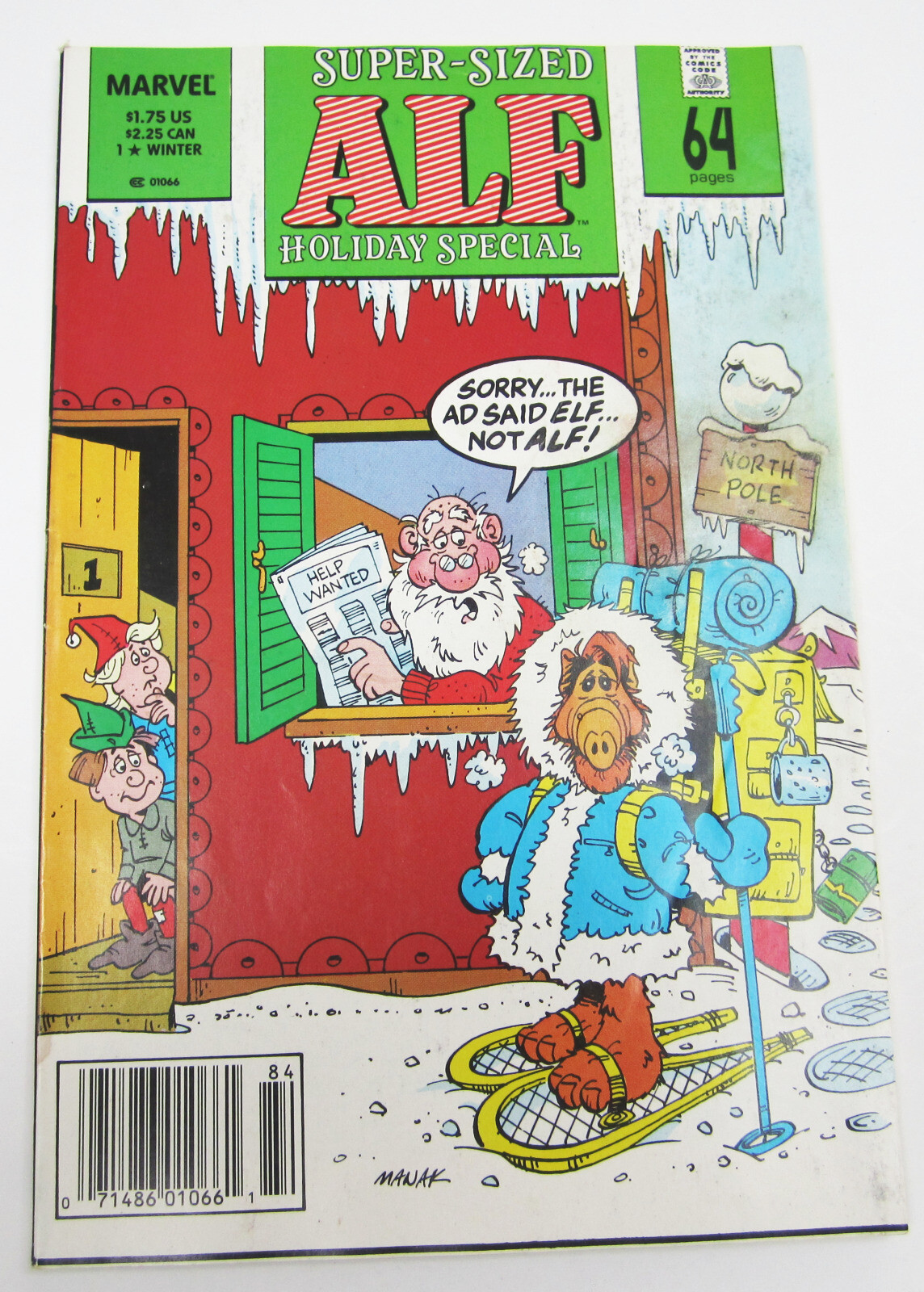 Super Sized ALF Alien Holiday Special #1 Comic Book 1989 VF 8.0 TV Show Marvel