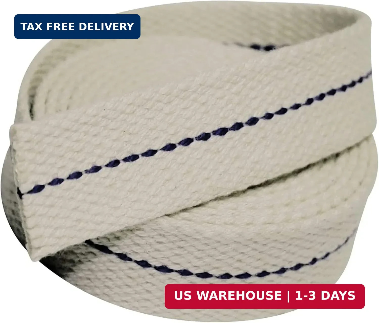 7/8″ Inch Flat Cotton Oil Lantern or Oil Lamp Wick with Purple Stitch. 6 Foot Ro
