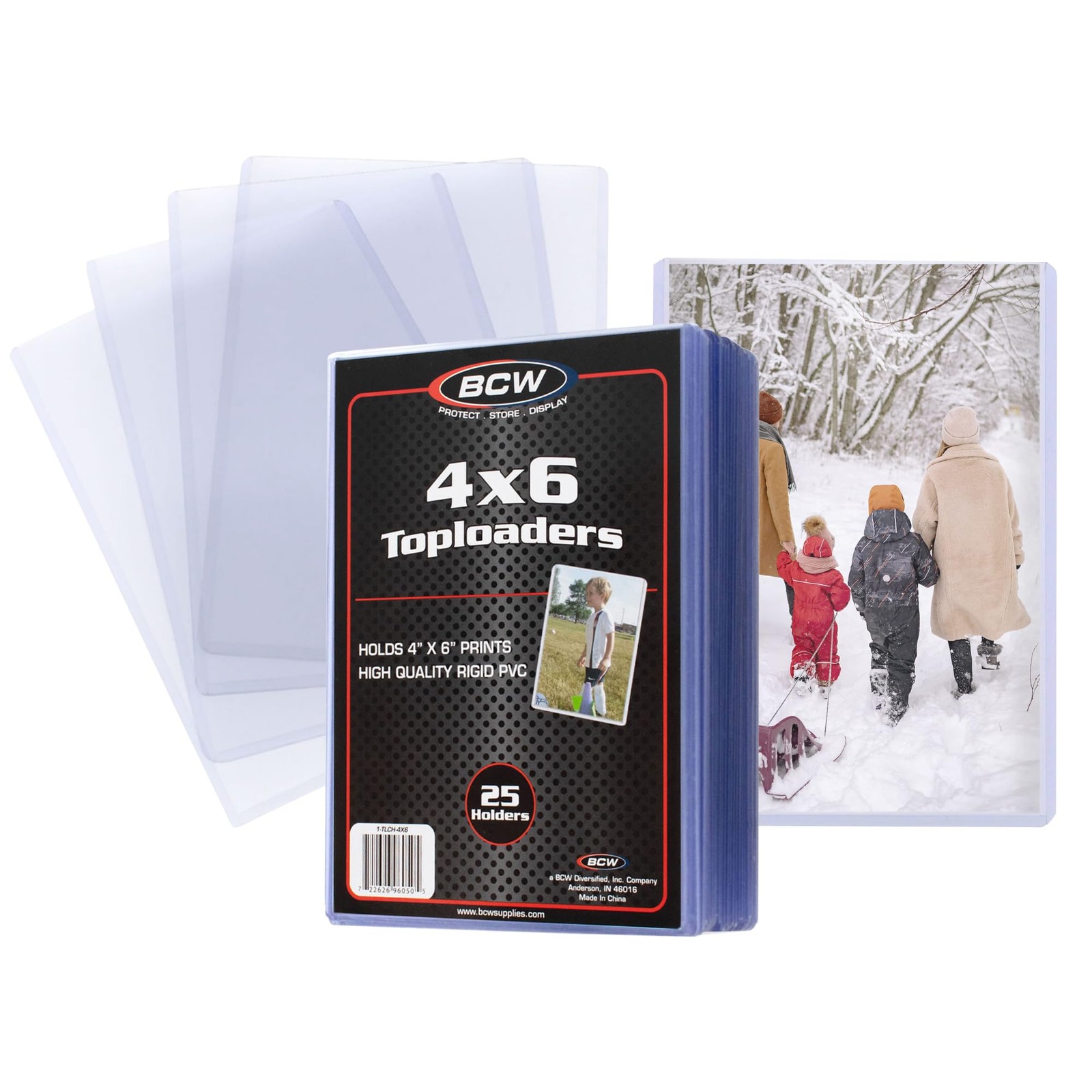 BCW 4×6 Photo & Postcard Topload Holders – 25 Pack | Blue-Tinted 4×6 Toploader