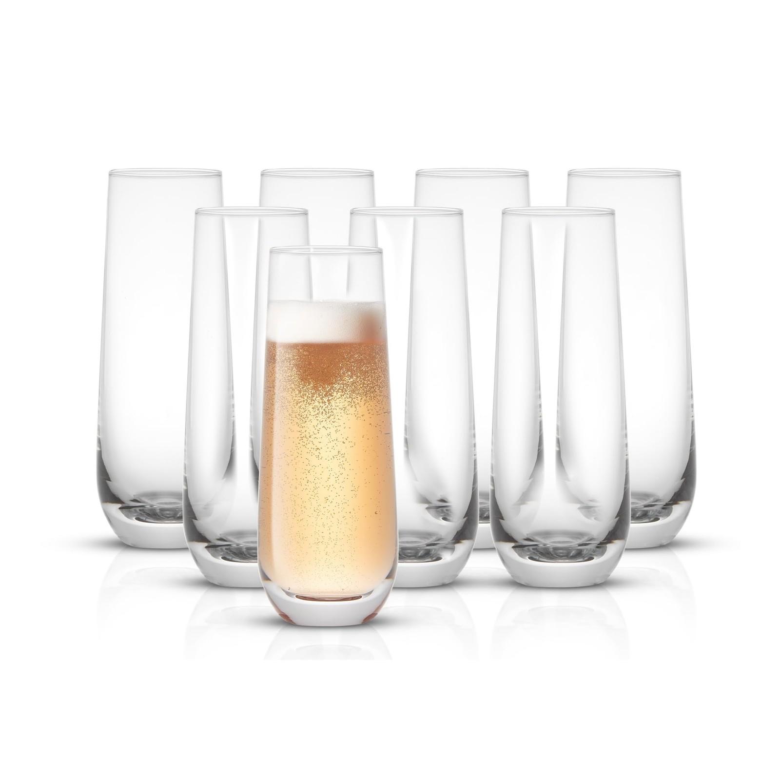 Joyjolt Milo Stemless Champagne Flutes Set Of 8 Crystal Glasses. 9.5Oz Prosecco