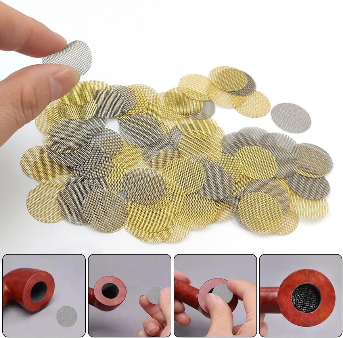 100 PCS 3/4 Inch Stainless Steel Pipe Screens + 10 Pcs 1/2 Inch Mini Bowl Metal