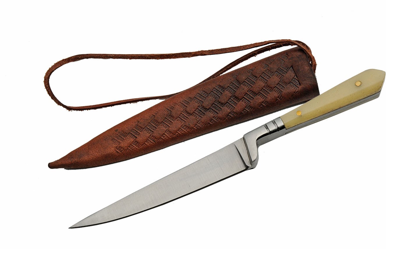 7″ Medieval Real Bone Toothpick Fruit Knife or Letter Opener with Leather Sheath