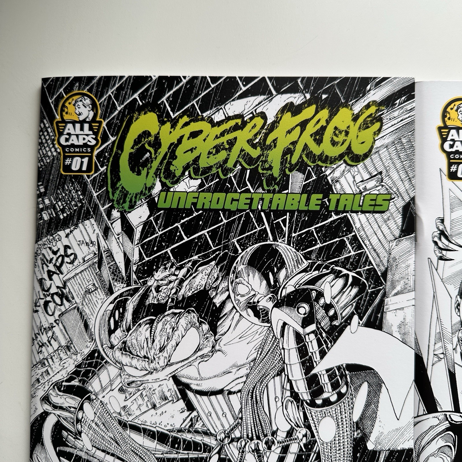 All Caps Cyberfrog Unfrogettable Tales #1 & 2 B & W Variants + All Warts Cards