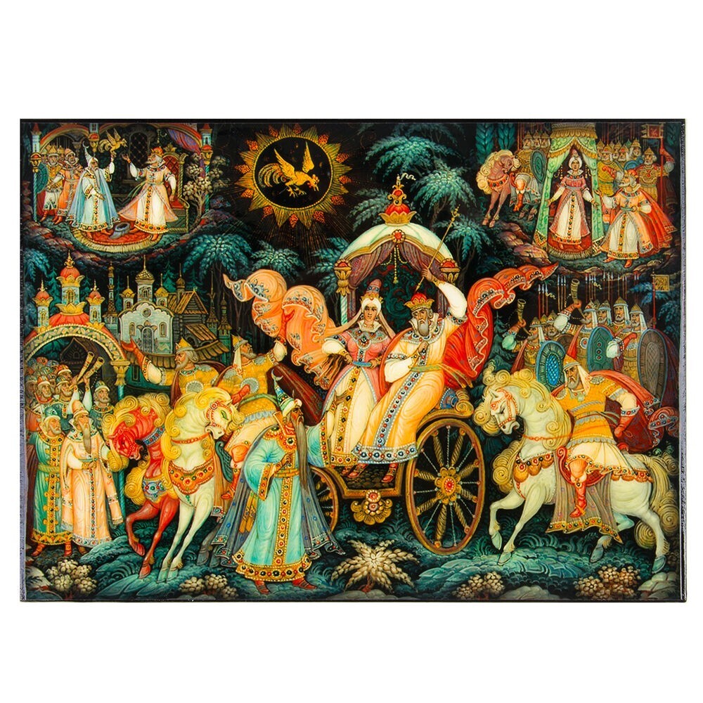 Pushkin Fairytale Jewelry Box Lacquer Keepsake Russian Trinket Box 5″x7″