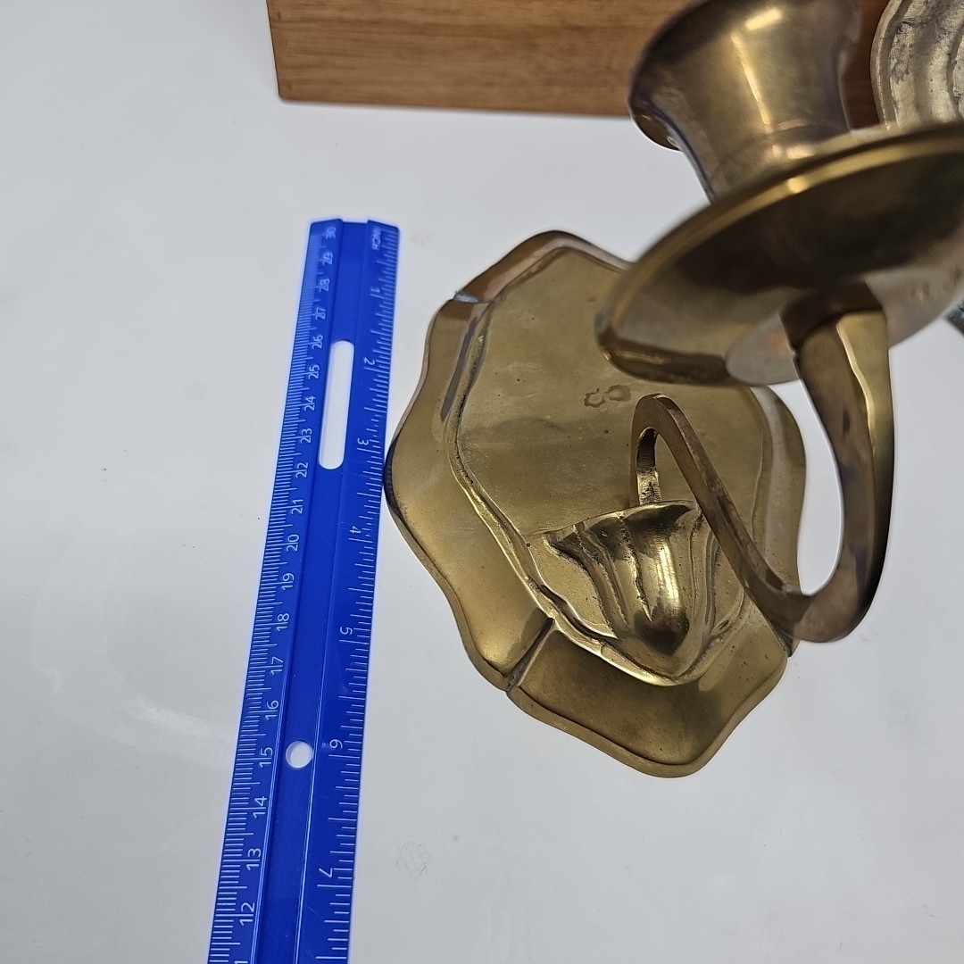 Pair Solid BRASS VTG Candlestick Candle Holders Wall Mount Sconce Set of 2