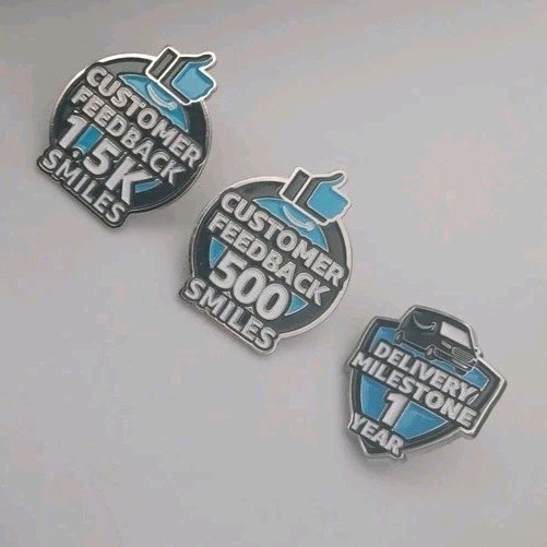 3 Pins Amazon Delivery Milestone 1 Year Pin Rare +1.5K & 500 Feedback Smiles Lot