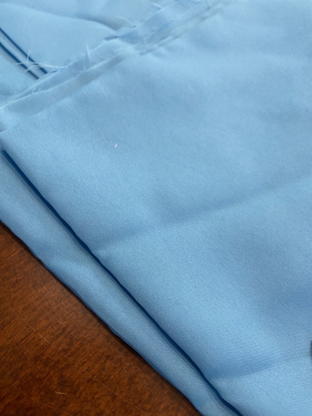 Vtg 70’s Blue Polyester Nylon Sewing Fabric W Matching Zipper & Thread NEW 2+yds