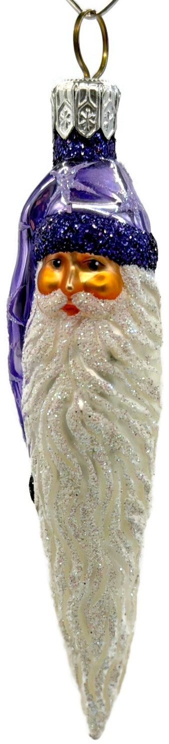 Patricia Breen Stocking Cap Santa Head Purple Stars Christmas Tree Ornament