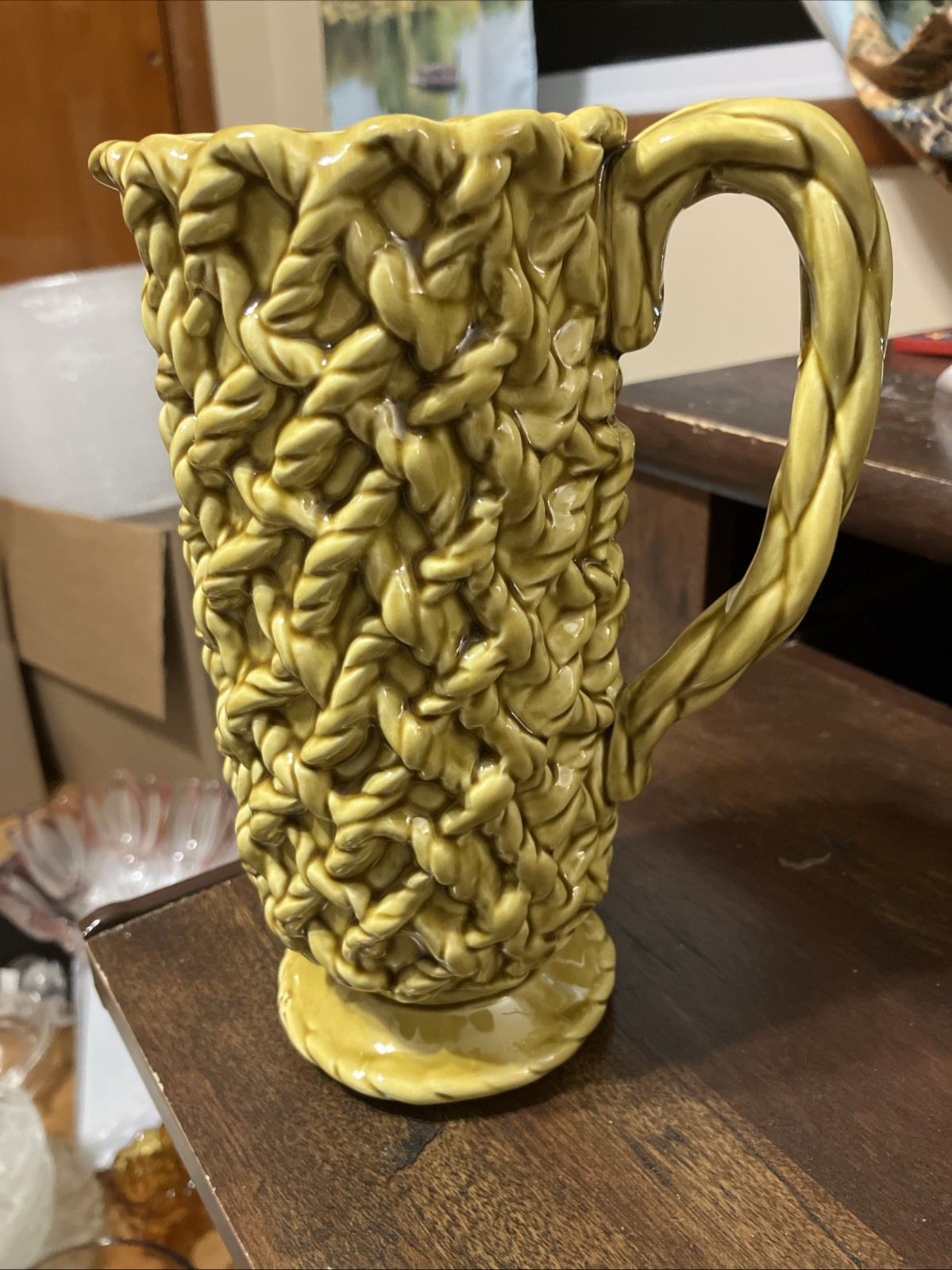 Inarco Weave/ Rope Pitcher; Approximately 8 Inches Tall