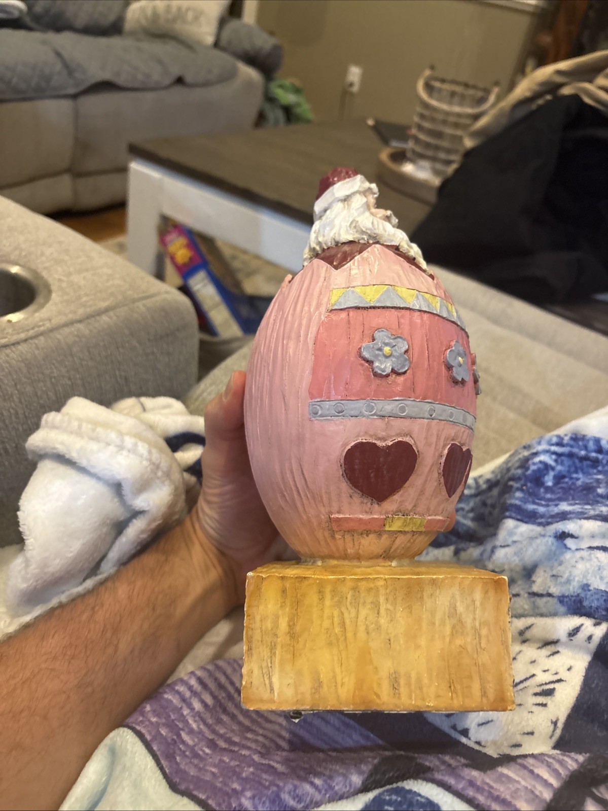 Santa Clause Oops Happy Easter Egg Folk Art Merry Christmas 11” 2.5 Lbs Rare