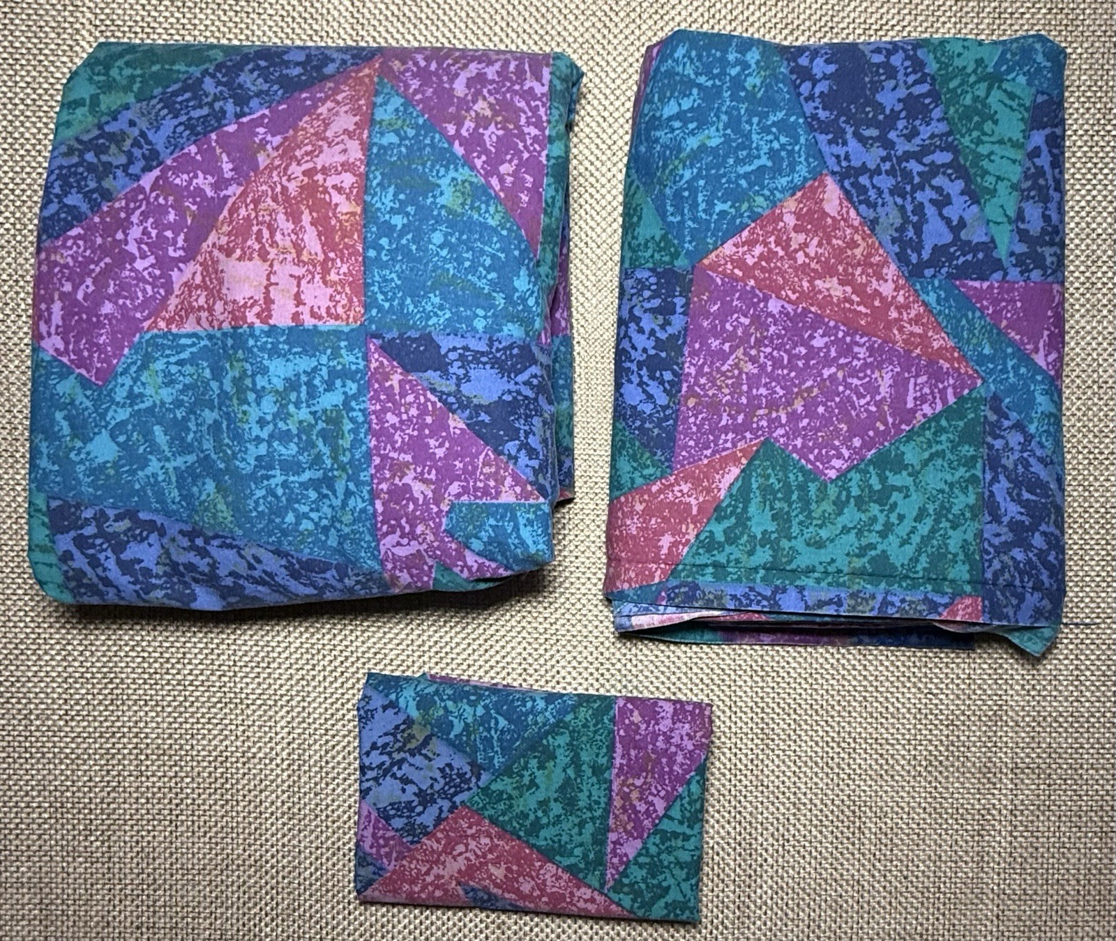 Springs Sheet Set Jewel Marble QUEEN 90s Vtg Memphis Geo Abstract Multicolor