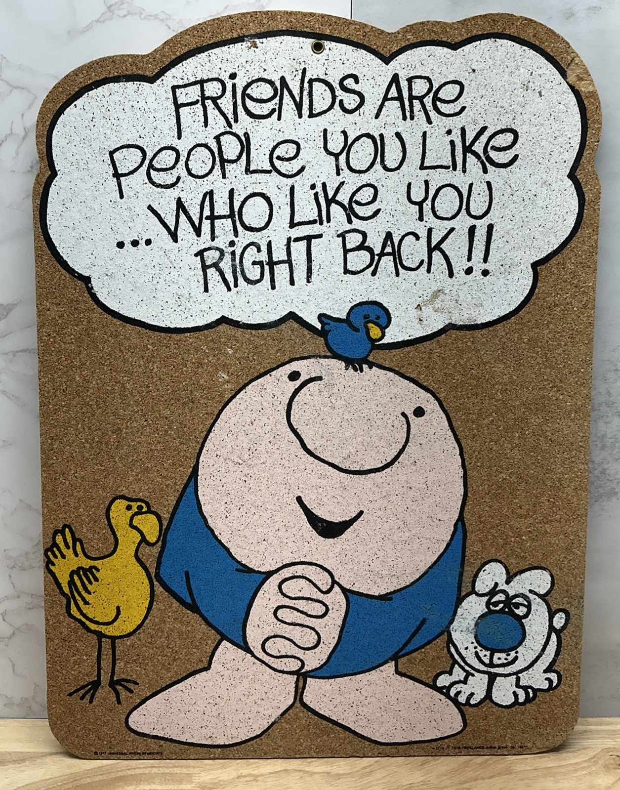 Vintage 1978 Ziggy Cartoon Cork Board 22.5 in. x 16.5 in. – #3114