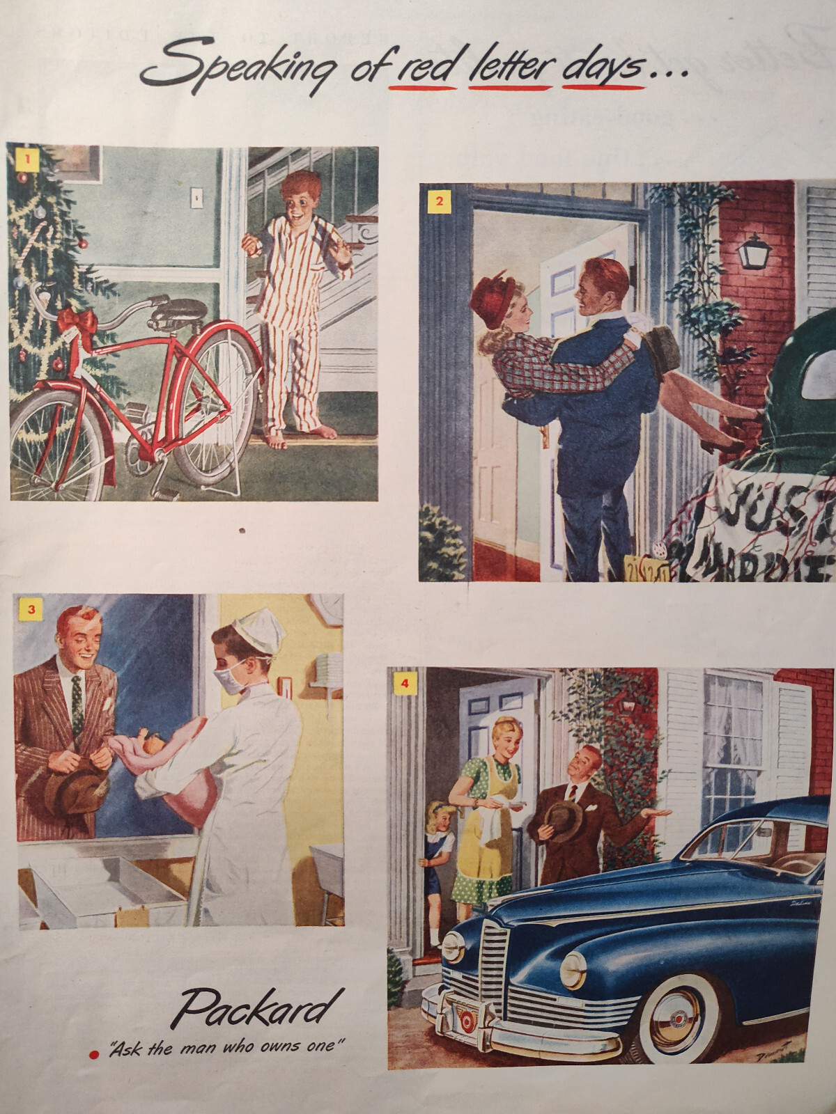 1947 Saturday Evening Post Ad PACKARD Cars Ask The Man Who Owns One!