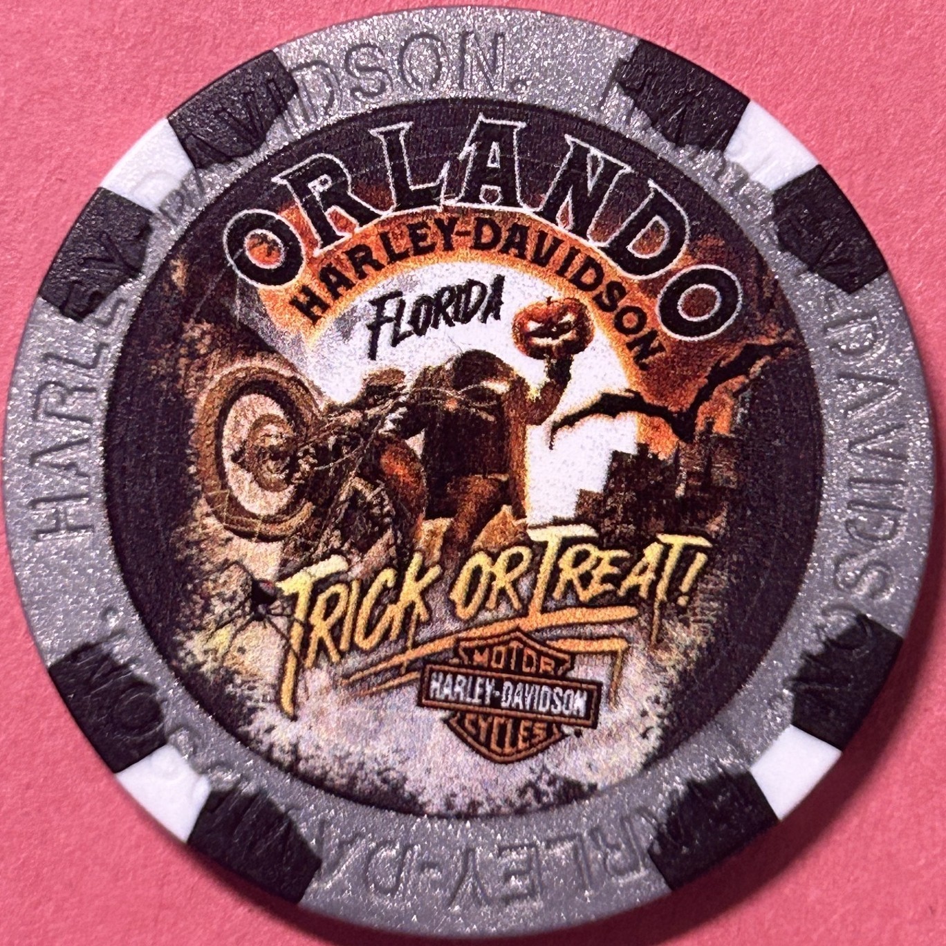 Harley Davidson Wide Print Poker Chip 2025 Halloween Orlando HD Orlando, Florida