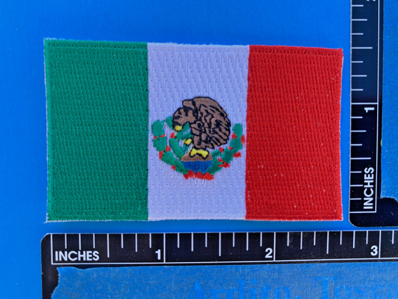 SMALL MEXICAN FLAG PATCH IRON-ON SEW-ON EMBROIDERED MEXICO EMBLEM (2.5 x 1.5”)
