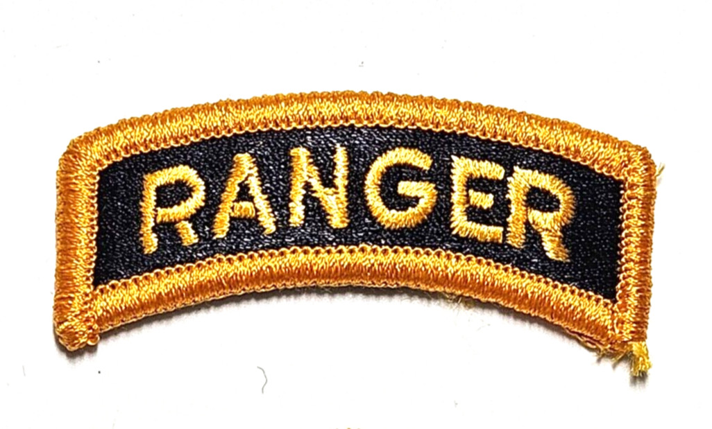 U.S. Army RANGER TAB Shoulder Scroll Unit Yellow on Black Sew-On Patch