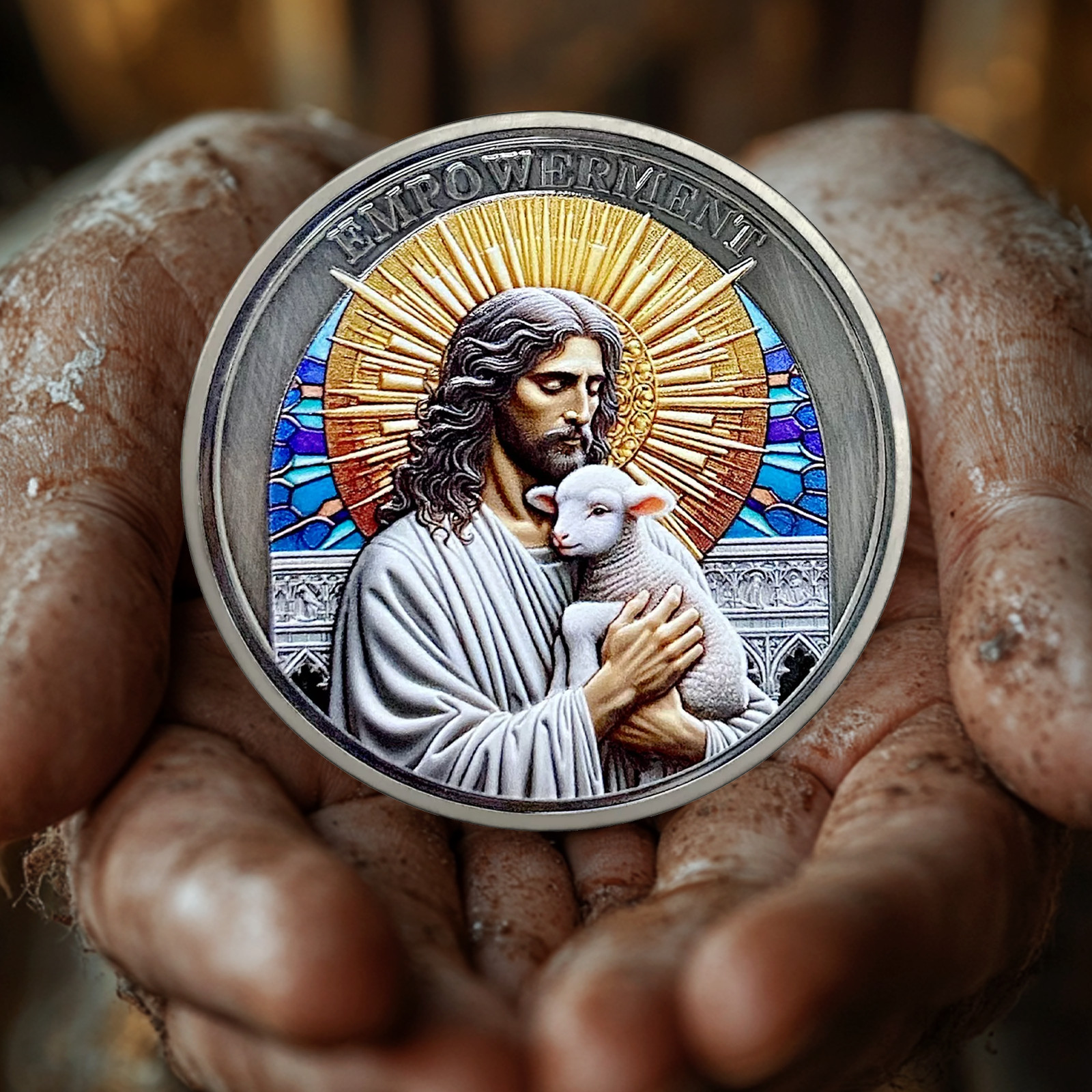 3D Christian Jesus Prayer Coin Psalm 46:1 Bible Verse Religious Faith Token Gift