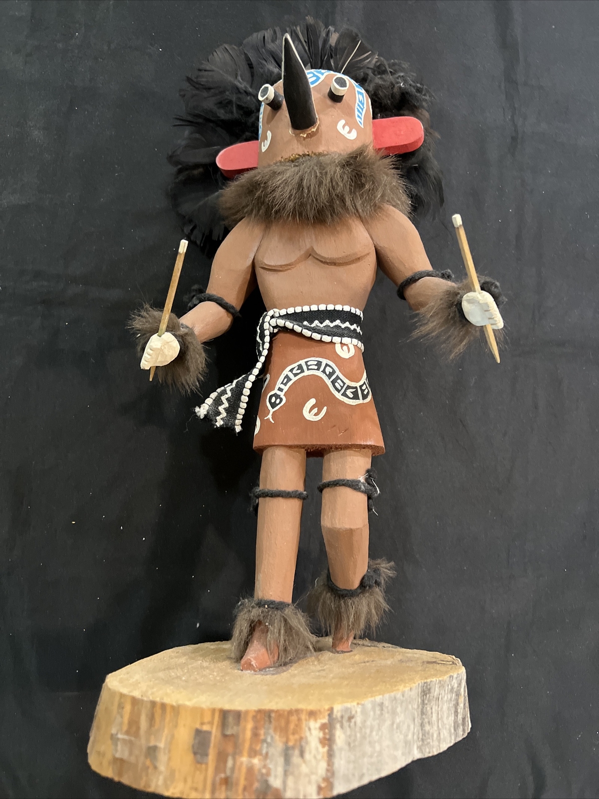 Vintage Hopi Situlili Kachina Doll Rattlesnake Signed Paja 16” As Pictures