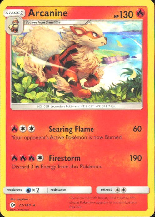 Arcanine SM Base Set 22/149 NM – Pokemon TCG