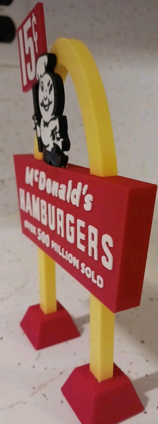 McDonalds *LEFT FACING* “SPEEDEE” Sign. 3d Print Mini-Replica from the 50s-60s
