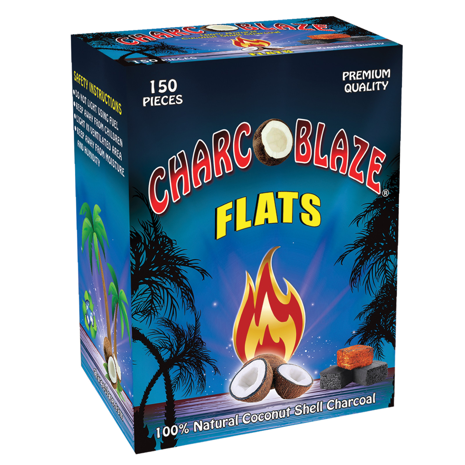 Charcoblaze Coconut Shell Hookah Charcoal Flats Coals 150 CT Charco Blaze