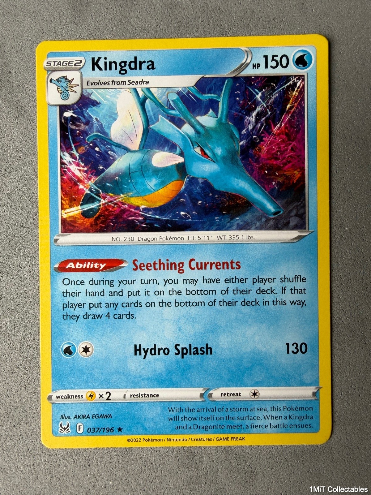 Pokemon TCG * Kingdra 37/196 Rare NON HOLO * SWSH Lost Origin Deck Exclusives NM