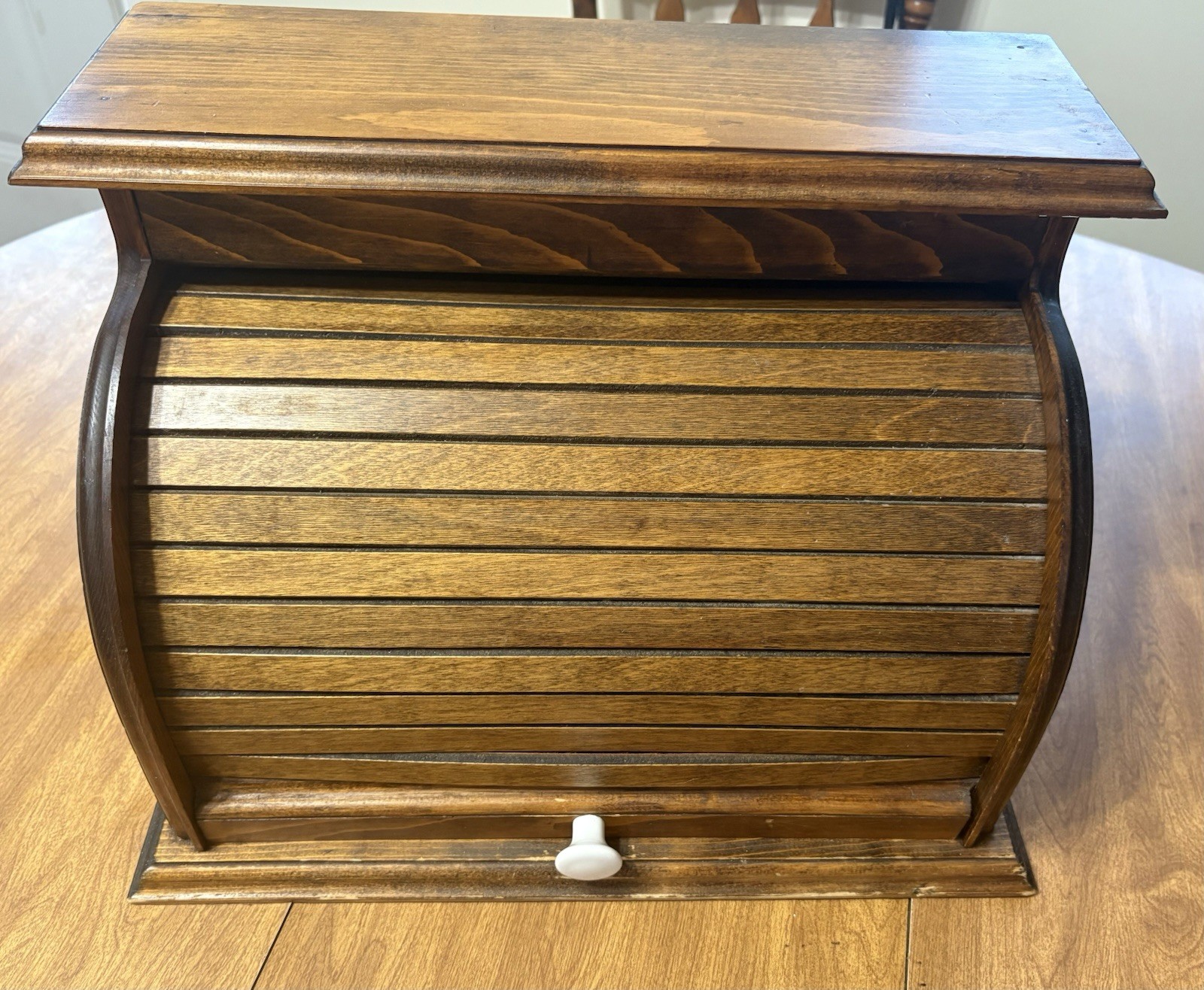Vintage Wooden Roll Top Countertop Bread Box