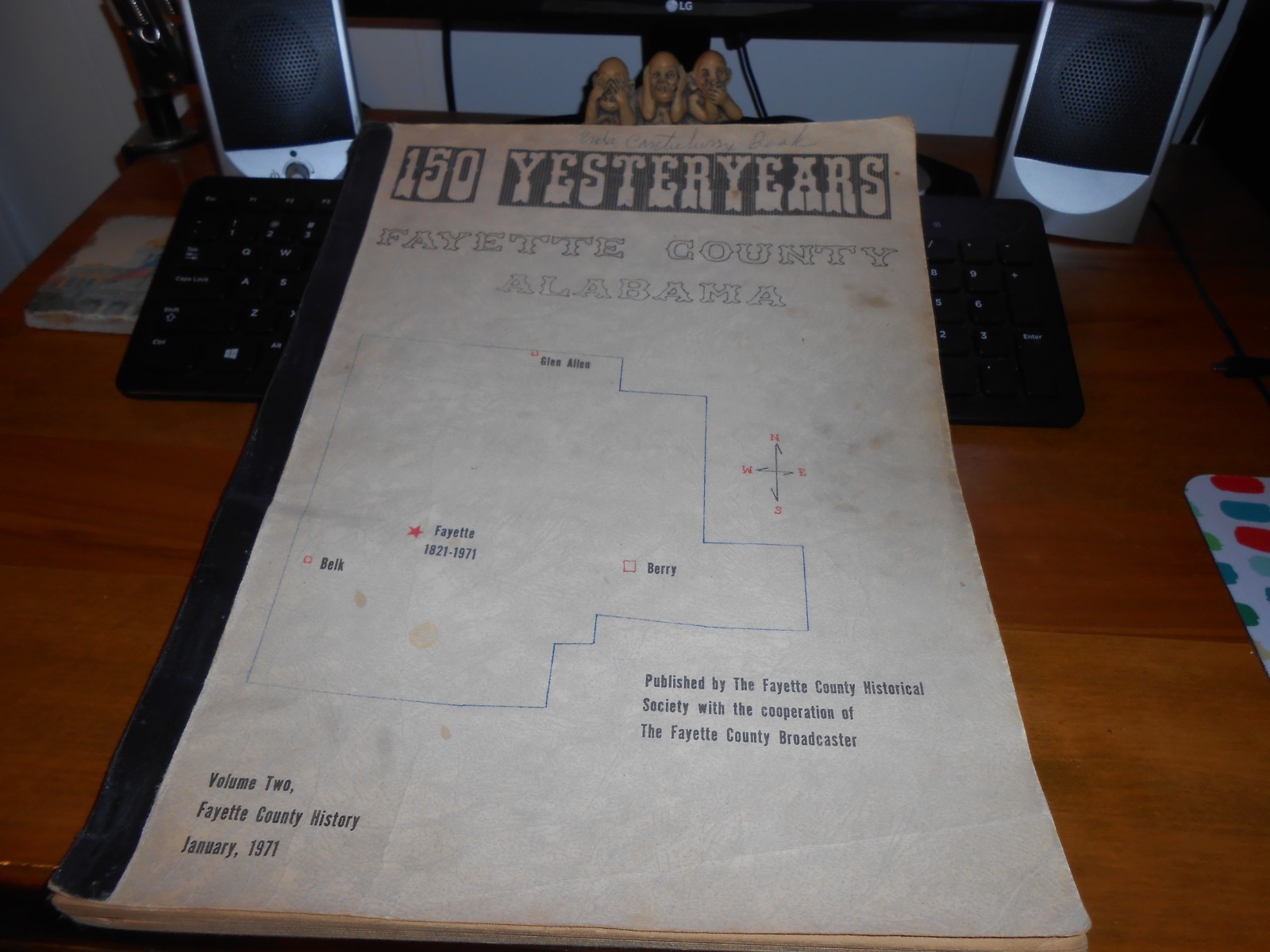 150 YESTERYEARS Book Fayette County Alabama 1971 History Genealogy 240 Pages
