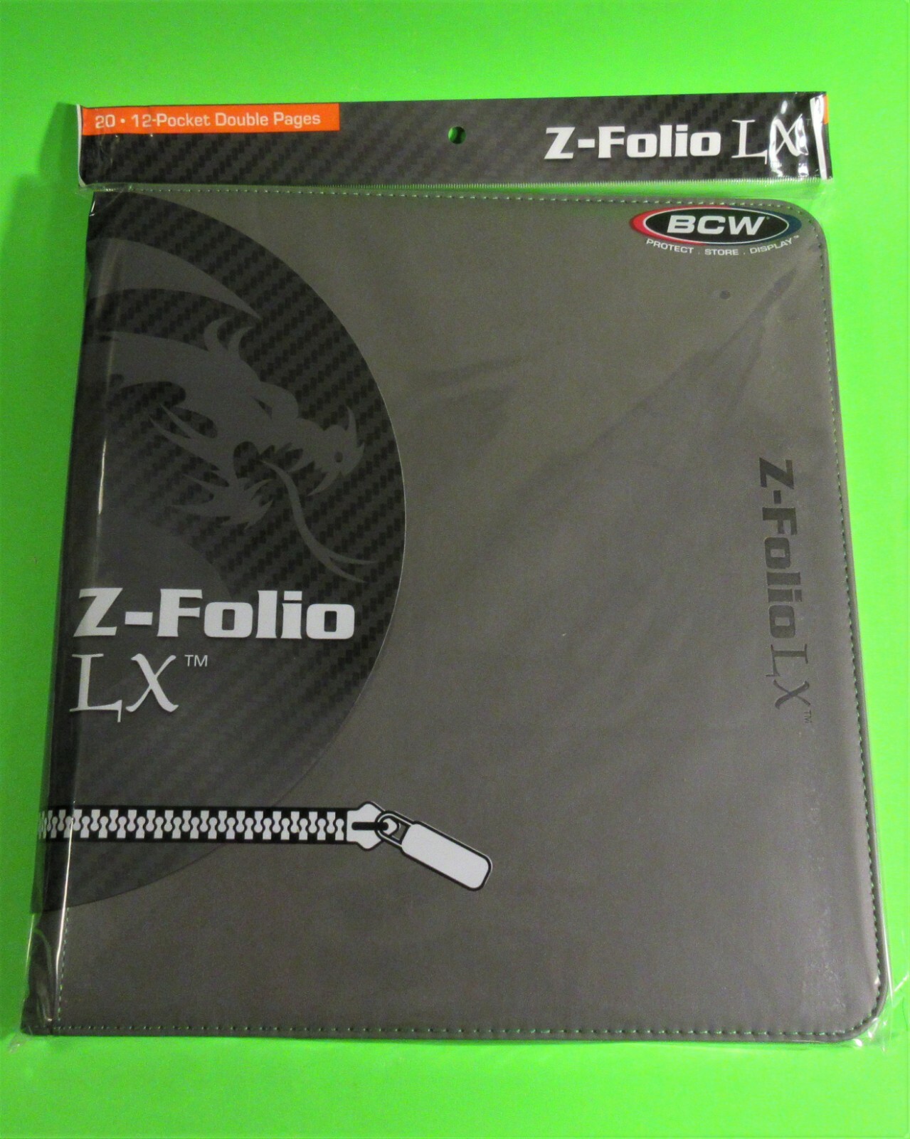 ZIPPER PORTFOLIO, GRAY GAMING Z-FOLIO 12-POCKET LX ALBUM, HOLDS 480 CARDS
