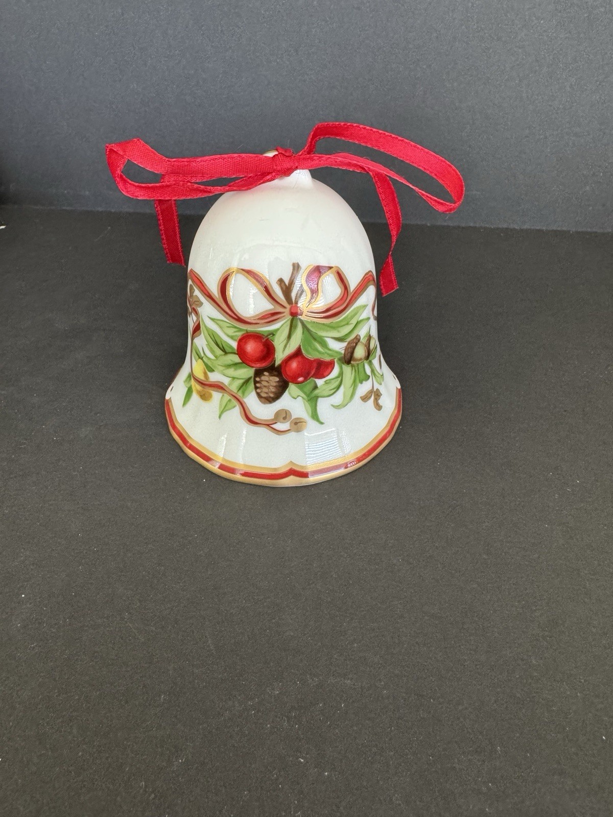 Tiffany & Co Holiday Garland Bell Ornament Gold Trim Bone China