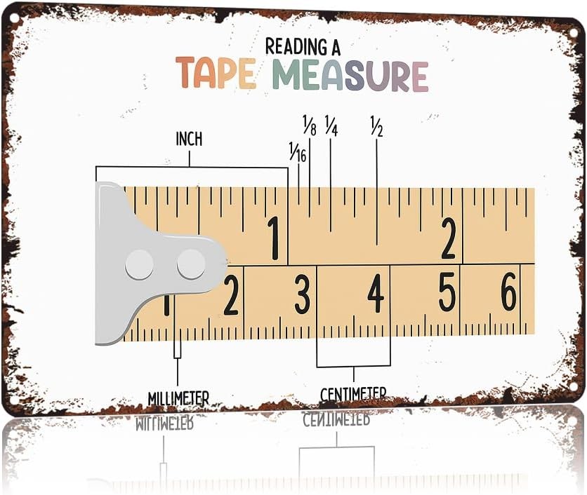 Reading A Tape Measure Poster Vintage Tin Metal Signs Home Décor 8×12