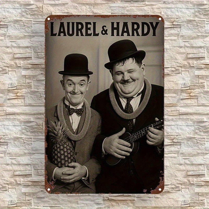 2D Flat Tin Metal Signs Home Décor Measuring Featuring a Black And White Retro
