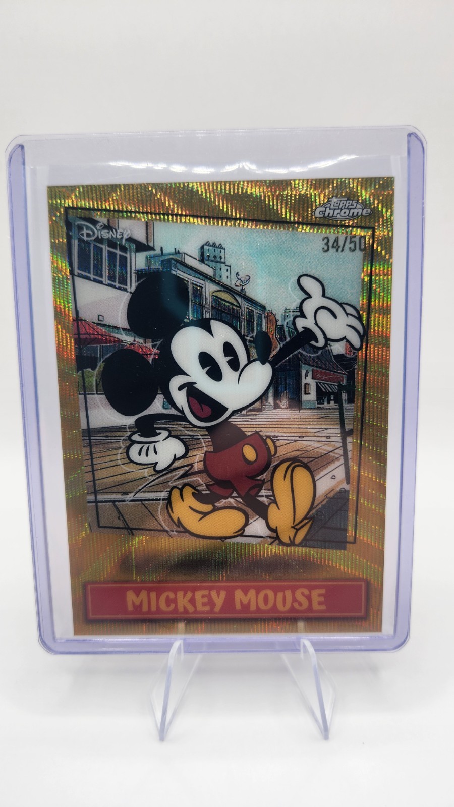2026 Topps Disney Neon Chrome Mickey Mouse Gold Wave /50 #MSSP-2 Short Print