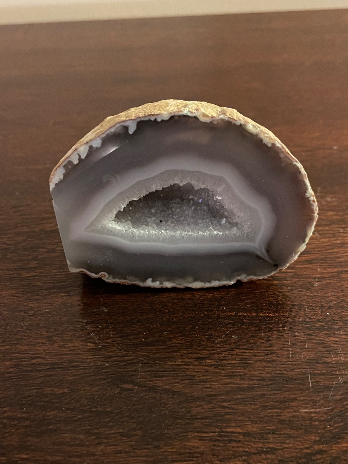 Very Nice Agate Geode Light Blue, White & Gray, Geode Half 3″ x 2.25″ x 1.5″