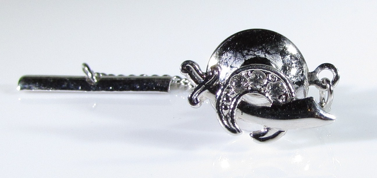 Sterling Silver Tie Tack w Scimitar & Crescent Moon Symbol by Anson & Bonus Tack