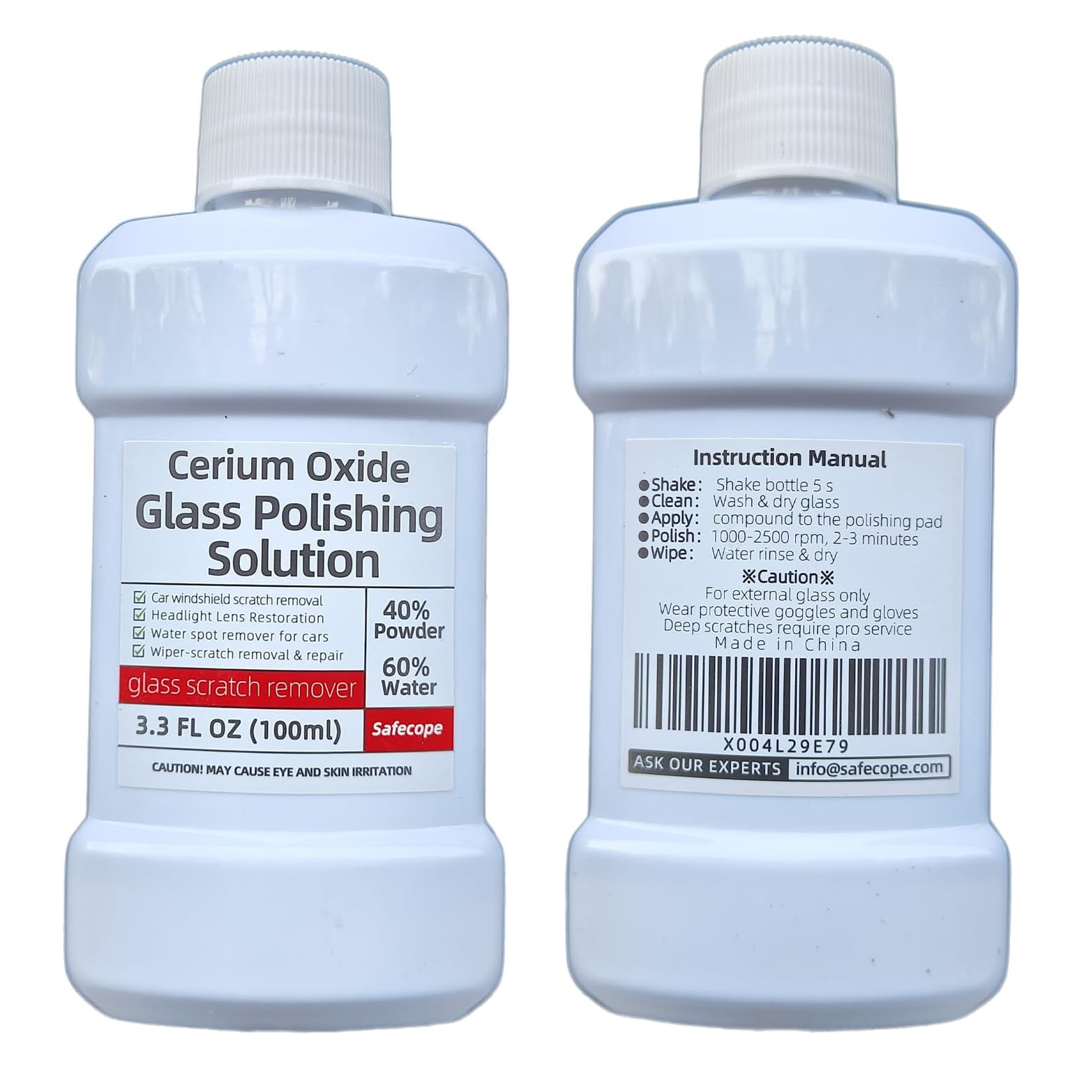 3.3oz (100ml) Cerium Oxide Glass Polishing Liquid – Deep Cleaning & Removes Wipe