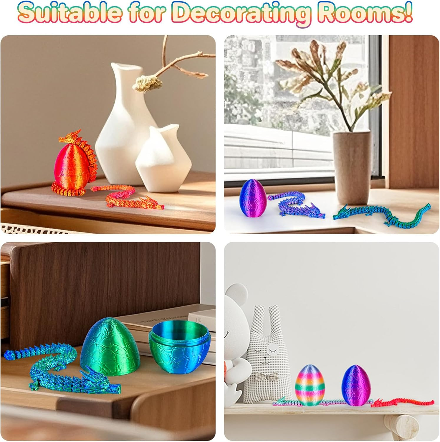4Pcs 3D Printed Dragon Eggs Mini Dragon Eggs with 8.86Inch Dragon inside 3D Prin
