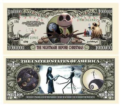 100 Pack Nightmare Before Christmas Dollars Jack Skellington Collectible Money