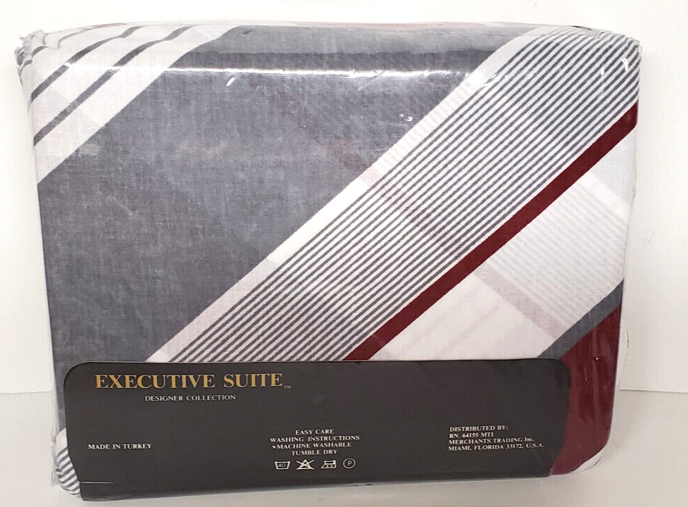 Sheet Set Full Size Executive Suite Stripes 4 PCS New Old Stock Package End Open