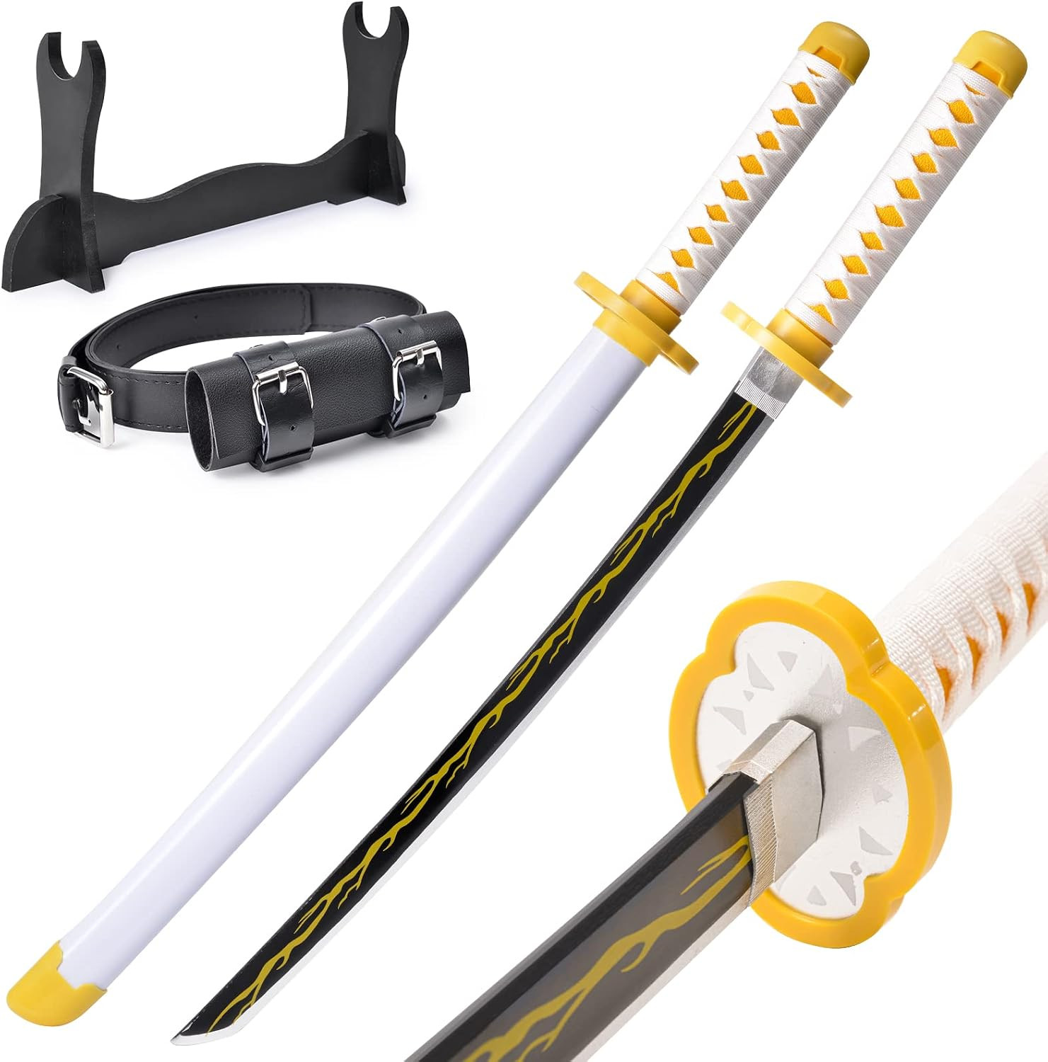 Demon Slayer Sword for Kids 31Inch – Bamboo Blade with Belt and Sword Stand – An