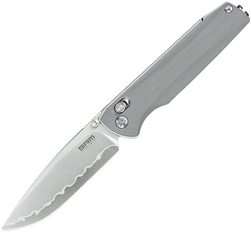 SRM Knives Terrier 258L-GK2 Ambi Lock Gray G10 Folding 140Cr Knife 258LGK2