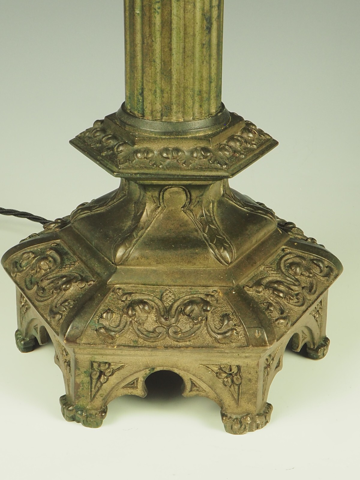 Gothic Bronze Table Lamp Antique Corinthian Column