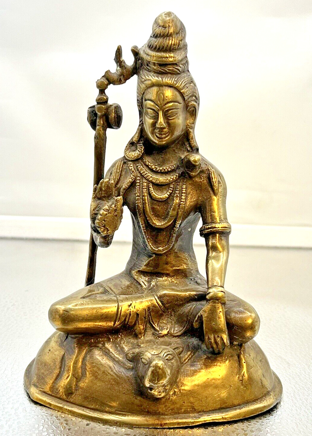 Antique Lost Wax Bronze Sculpture Hindu God Lord Shiva in Lotus position