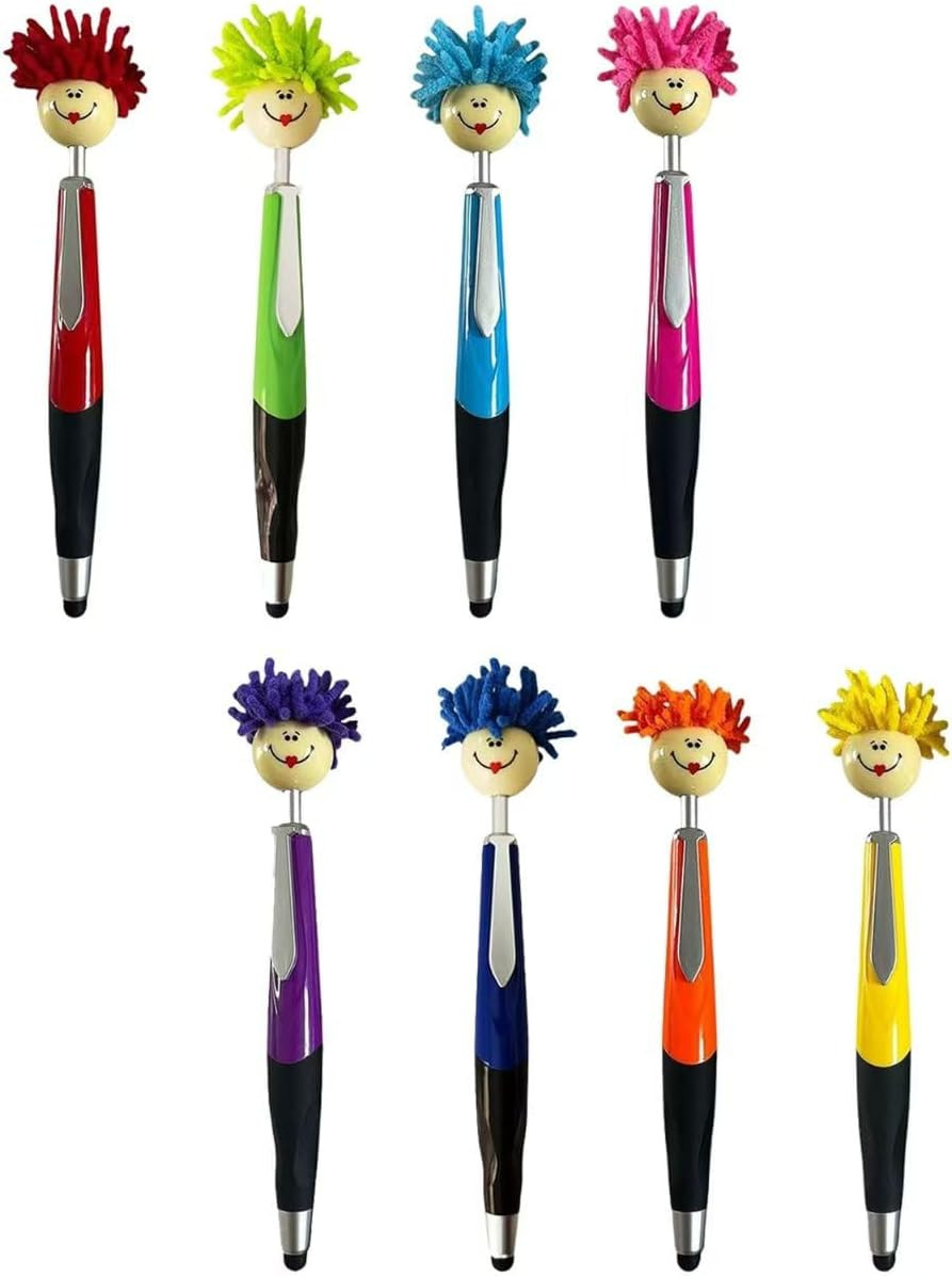 Pens,Funny Mophea Topper Pens,8pcs Mop Head Ballpoint Pens,with Plush Hair Writi