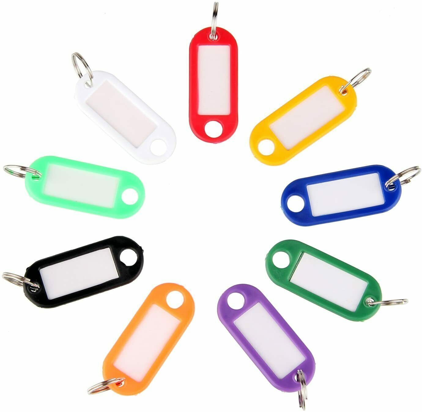 50 PCS Key Tags Plastic W/ Split Ring Luggage Fobs ID Card Name Label Keychain